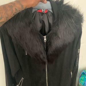 Velvet & Suede Fur Collar Jacket